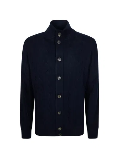 Filippo De Laurentiis Cable-knit Button-up Cardigan In Blue