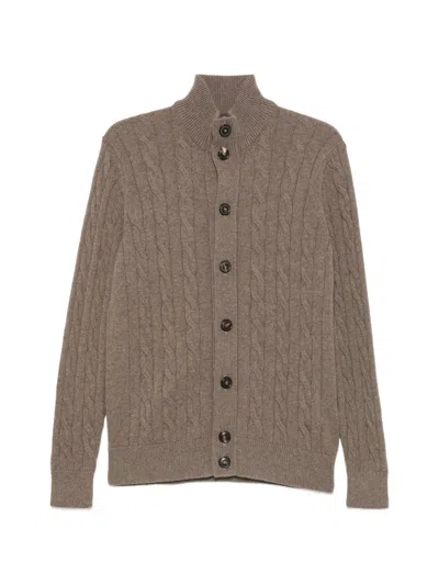 Filippo De Laurentiis Cable-knit Cardigan In Brown