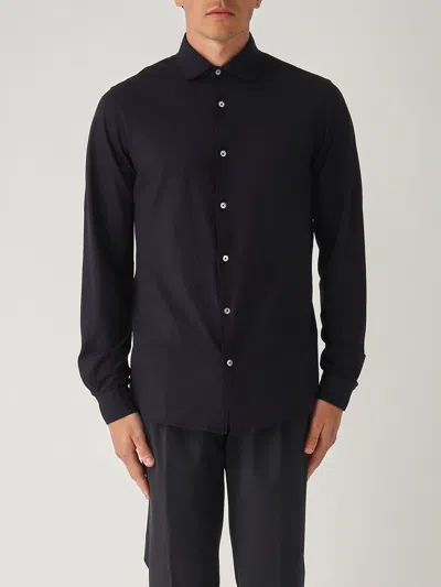 Filippo De Laurentiis Camicia M/l Basica In Crepe Cotton Shirt In Black