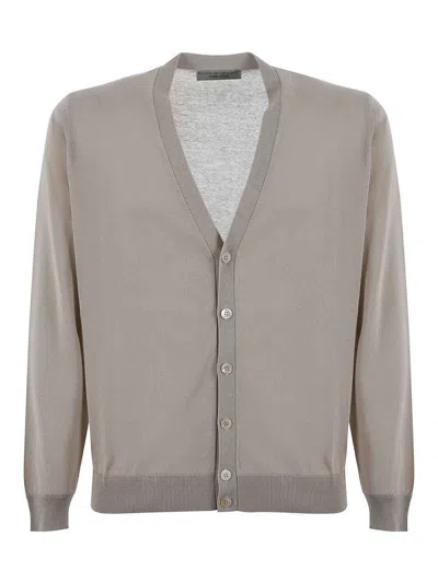 Filippo De Laurentiis Cardigan In Cotton Thread. In Beige