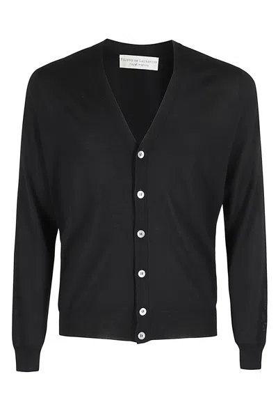 Filippo De Laurentiis Cardigan Bott ml R Merino In Nero