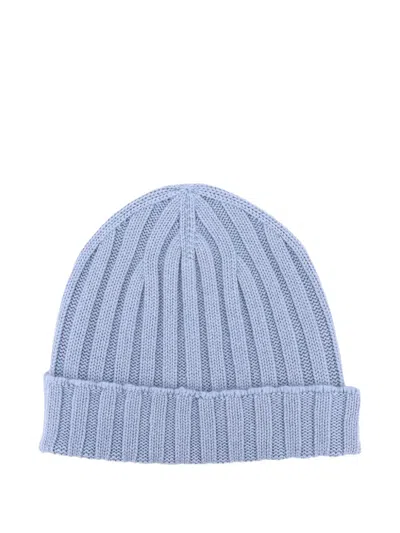 Filippo De Laurentiis Cashmere Ribbed Beanie In Blue
