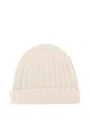 Filippo De Laurentiis Cashmere Ribbed Beanie In Neutral