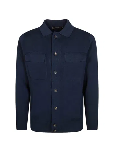 Filippo De Laurentiis Chest-pockets Buttoned Knitted Jacket In Blue