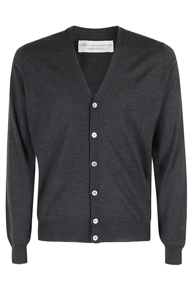 Filippo De Laurentiis Cardigan Bott ml R Merino In Nero