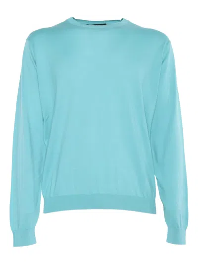 Filippo De Laurentiis Cotton Crew-neck Sweater In Blue