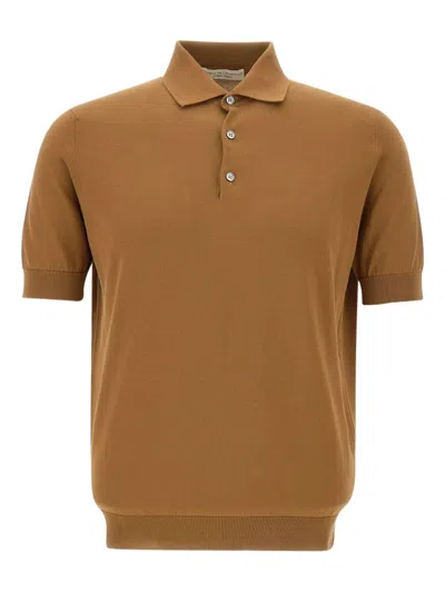 Filippo De Laurentiis Crepe Polo Shirt In Brown