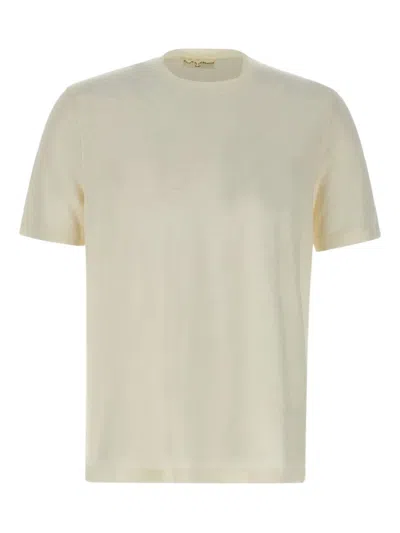 Filippo De Laurentiis Crew-neck Linen-blend T-shirt In White