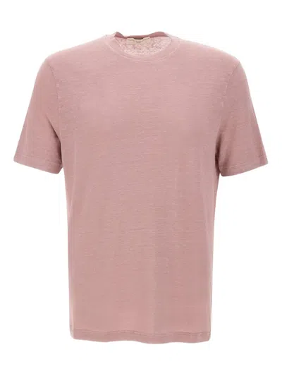 Filippo De Laurentiis Crew-neck Linen T-shirt In Pink