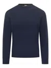 Filippo De Laurentiis Dark Blue Wool Crew Neck Sweater In Blue