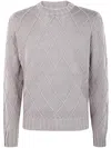 Filippo De Laurentiis Diamond-pattern Merino-wool Sweater In Gray