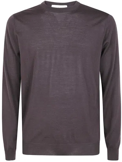 Filippo De Laurentiis Long-sleeve Crew-neck Sweater In Burgundy