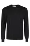 Filippo De Laurentiis Black Wool-cashmere Blend Crew Neck Sweater In Brown