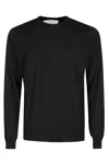 Filippo De Laurentiis Black Wool-cashmere Blend Crew Neck Sweater In Brown