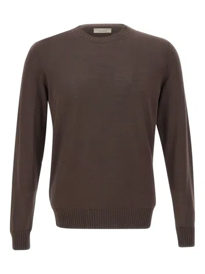 Filippo De Laurentiis Crew-neck Wool Sweater In Brown