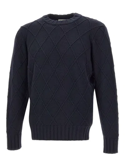 Filippo De Laurentiis Diamond-weave Crew-neck Sweater In Blue