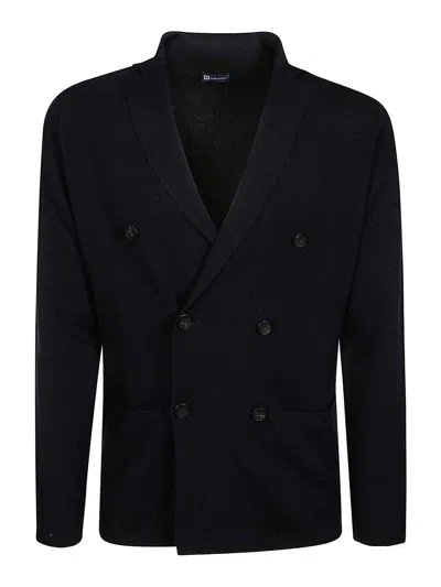 Filippo De Laurentiis Double Breasted Jacket Merino Wool In Dark Blue