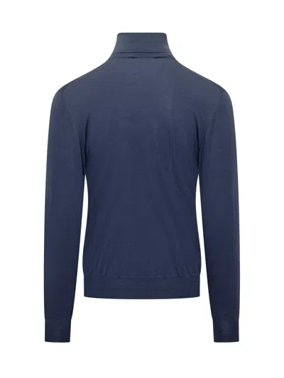 Filippo De Laurentiis Elegant Wool Blend Turtleneck Sweater In Blu Aperto