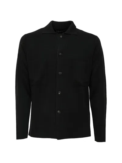 Filippo De Laurentiis Field Jacket Wool Cardigan In Black