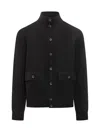 Filippo De Laurentiis Black Wool Cardigan With Pockets And High Collar In Black
