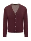 Filippo De Laurentiis Bordeaux Wool Cardigan In Red