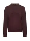 Filippo De Laurentiis Bordeaux Wool Crew Neck Sweater In Red