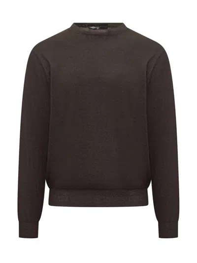 Filippo De Laurentiis Brown Wool Crew Neck Sweater In Multi
