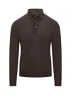 Filippo De Laurentiis Button Long-sleeve Polo Shirt In Brown