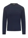 Filippo De Laurentiis Dark Blue Wool Crew Neck Sweater In Blue