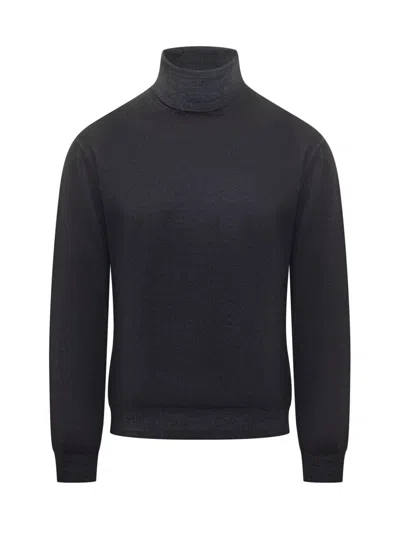 Filippo De Laurentiis Dark Grey Wool Turtleneck In Multi