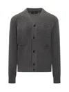 Filippo De Laurentiis Grey Wool Cardigan With Pockets In Gray