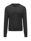 Filippo De Laurentiis Grey Wool V-neck Sweater In Black