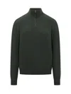 Filippo De Laurentiis Wool Sweater With Half Zip Green In Green