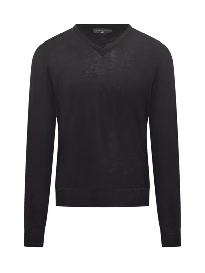 Filippo De Laurentiis Wool V-neck Sweater Black