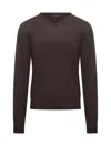 Filippo De Laurentiis V-neck Wool Sweater In Brown