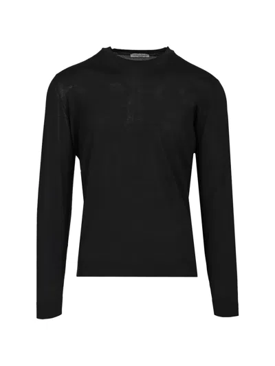 Filippo De Laurentiis Super 180s Wool Sweater Knitwear Black In Blue