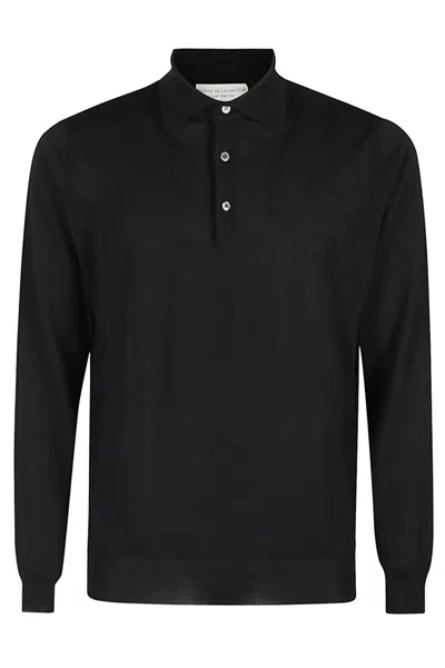 Filippo De Laurentiis Fitted Long-sleeve Polo In Black