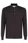 Filippo De Laurentiis Fitted Long-sleeved Polo In Brown