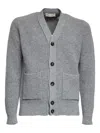 Filippo De Laurentiis Front-pockets Ribbed-knit Cardigan In Gray