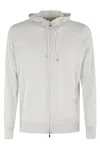 Filippo De Laurentiis Full Zip Cappuccio ml Cotone Cashmere In Grigio Perla