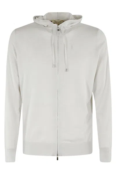 Filippo De Laurentiis Full Zip Cappuccio ml Cotone Cashmere In Grigio Perla