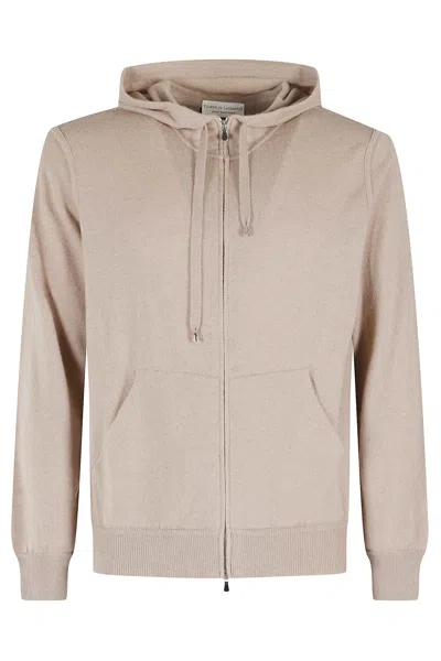 Filippo De Laurentiis Fullzip Cappuccio Lana Cashmere In Neutral