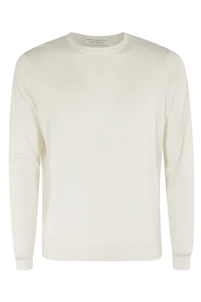 Filippo De Laurentiis G. Collo Cotone Cashmere In Bianco