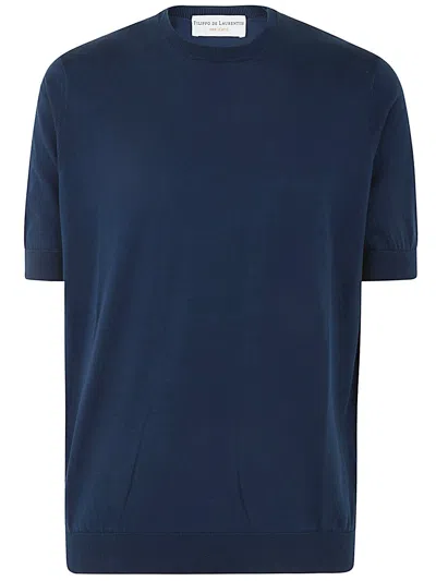 Filippo De Laurentiis Short Sleeves Crew Neck Sweater Clothing In Blue