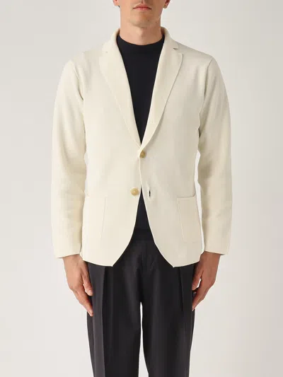 Filippo De Laurentiis Giacca In Maglia Mono Petto Crepe Cotton Blazer In White
