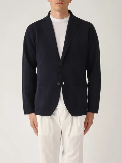 Filippo De Laurentiis Giacca In Maglia Mono Petto Crepe Cotton Blazer In Black