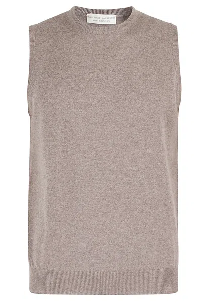 Filippo De Laurentiis Gilet Lana Cashmere In Tortora