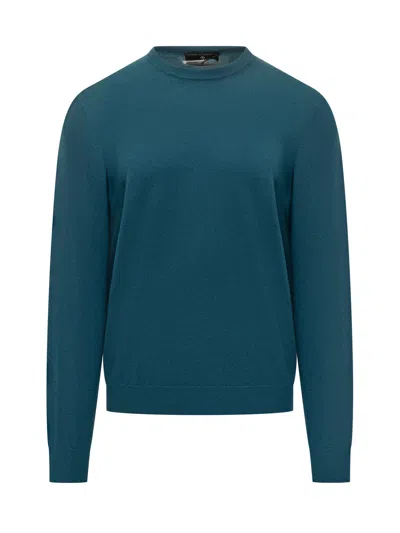 Filippo De Laurentiis Giro Neck Wool Knit Sweater In Blue