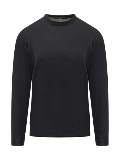 Filippo De Laurentiis Giro Neck Wool Merino Sweater In Navy