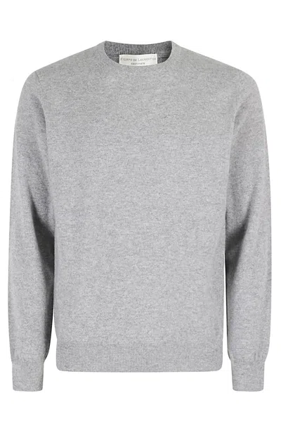 Filippo De Laurentiis Girocollo ml Cashmere In Grigio Chiaro
